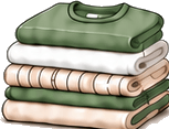 A neat stack of folded clothes